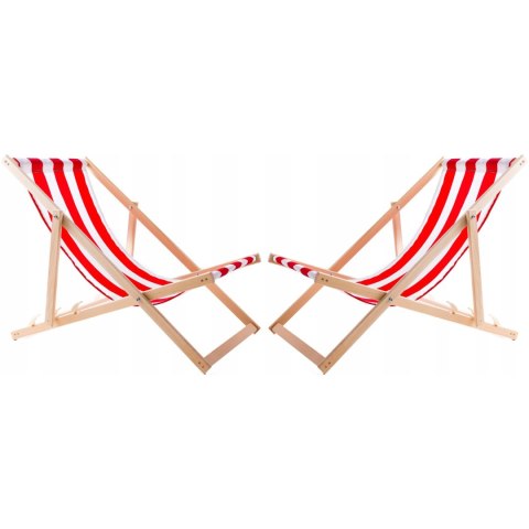 Zestaw stolik do lezaków +2 lezaki Czerwone pasy, WOODOK