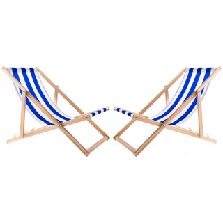 Zestaw stolik do lezaków +2 lezaki Niebieskie pasy, WOODOK