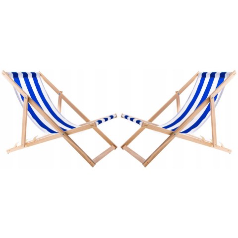 Zestaw stolik do lezaków +2 lezaki Niebieskie pasy, WOODOK