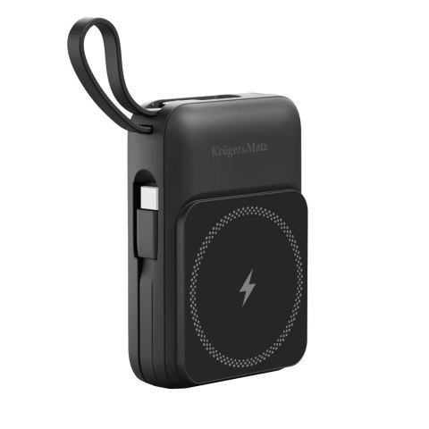 POWERBANK indukcyjny Kruger&Matz 10000 mAh Mag Safe z kablem czarny