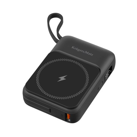 POWERBANK indukcyjny Kruger&Matz 10000 mAh Mag Safe z kablem czarny