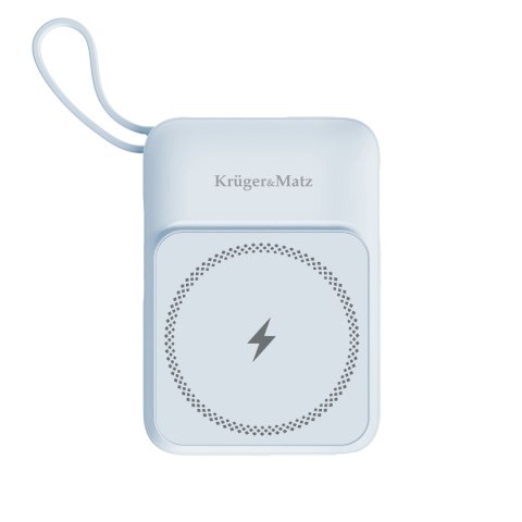 POWERBANK indukcyjny Kruger&Matz 10000 mAh Mag Safe z kablem niebieski