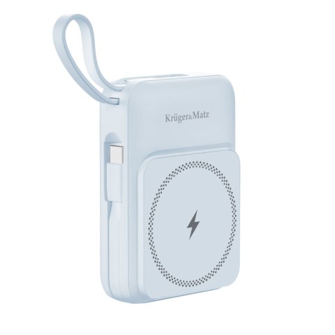 POWERBANK indukcyjny Kruger&Matz 10000 mAh Mag Safe z kablem niebieski