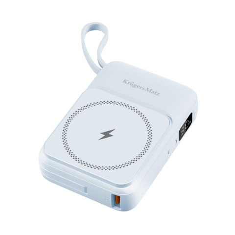 POWERBANK indukcyjny Kruger&Matz 10000 mAh Mag Safe z kablem niebieski