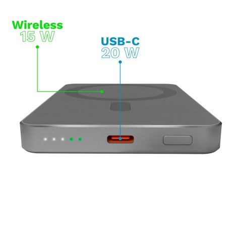 POWERBANK indukcyjny Kruger&Matz 5000 mAh Mag Safe szary