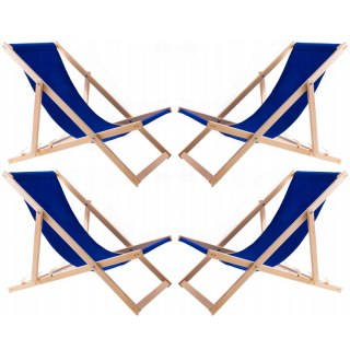 Zestaw czterech leżaków niebieskich, Woodok, zmontowany