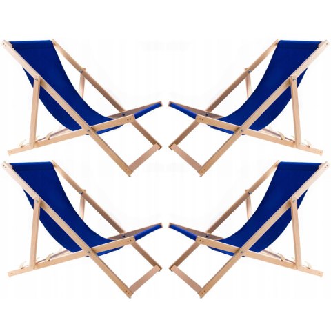 Zestaw czterech leżaków niebieskich, Woodok, zmontowany