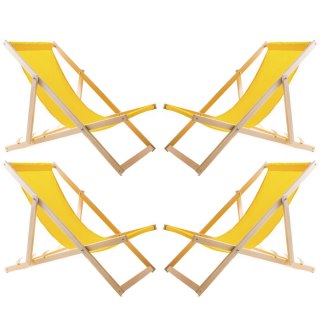 Zestaw czterech leżaków żółtych, Woodok, zmontowany