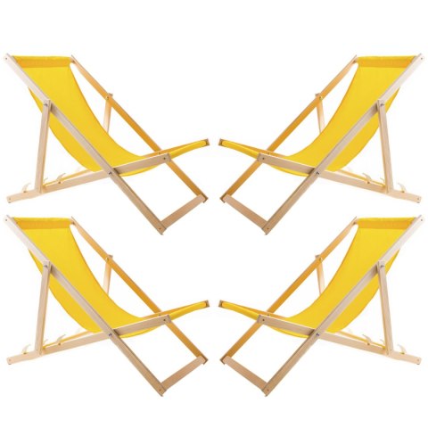Zestaw czterech leżaków żółtych, Woodok, zmontowany