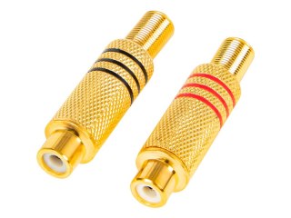 96-766# Gniazdo rca-na kabel złote duże 2szt (czarno-czerwone)