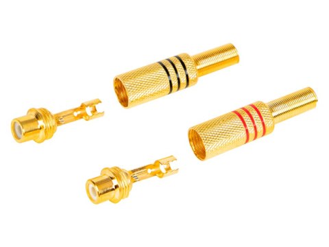 96-766# Gniazdo rca-na kabel złote duże 2szt (czarno-czerwone)