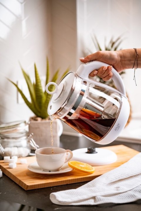 AD 1299 white Czajnik szklany 1,5 l z zaparzaczem oraz regulacją temp.