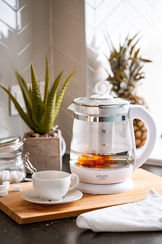 AD 1299 white Czajnik szklany 1,5 l z zaparzaczem oraz regulacją temp.