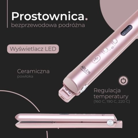 AD 2327 pink Prostownica bezprzewodowa podróżna ? usb