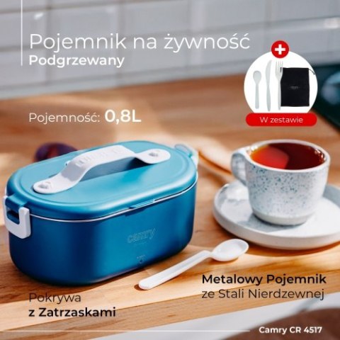 CR 4517 Pojemnik na żywność - podgrzewany - zestaw - metalowy pojemnik + komplet sztućców + woreczek podróżny