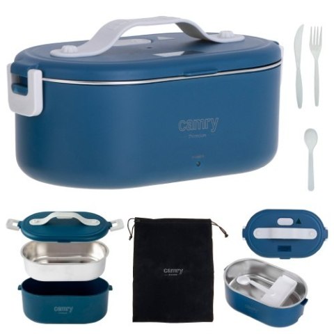 CR 4517 Pojemnik na żywność - podgrzewany - zestaw - metalowy pojemnik + komplet sztućców + woreczek podróżny
