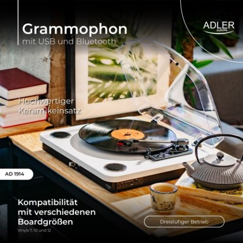 AD 1914 White Gramofon z usb i bluetooth