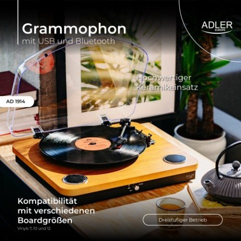 AD 1914 Wood Gramofon z usb i bluetooth