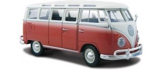 Model metalowy volkswagen samba biało-czerwiny