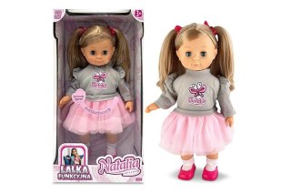 Lalka natalia w szarym sweterku, mówi po polsku, 39 cm