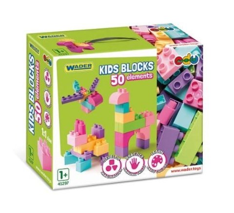 Klocki 50 elementów kids blocks różowe