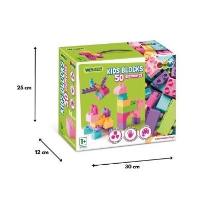 Klocki 50 elementów kids blocks różowe