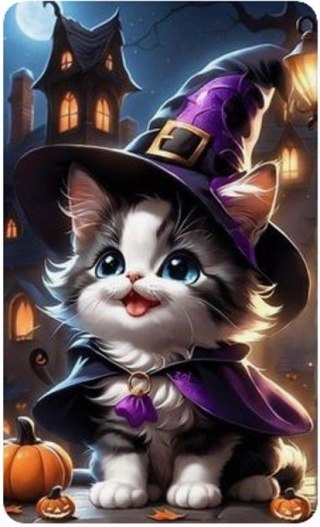 Diamentowa mozaika - kotek halloween