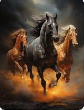 Diamentowa mozaika - trzy galopujące konie