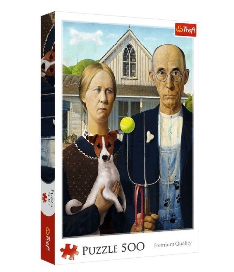 Puzzle 500 elementów american gothic psia edycja