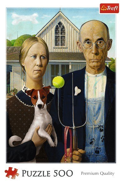 Puzzle 500 elementów american gothic psia edycja