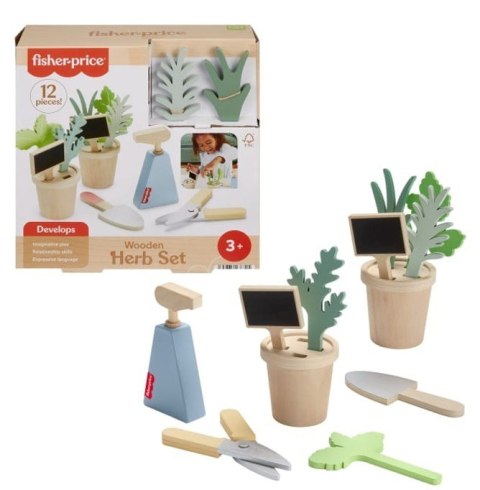 Wooden mały ogrodnik zestaw drewnianych roślin i narzędzi