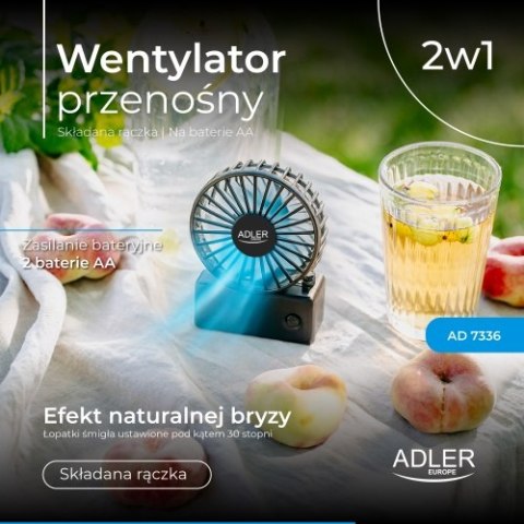 AD 7336 Wentylator przenośny | składana rączka | na baterie aa