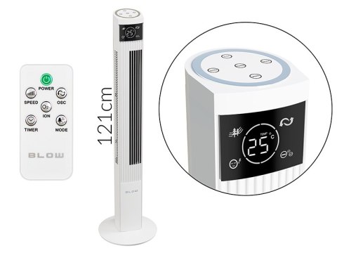 44-653# Wentylator kolumnowy xxl 121cm 90w biały