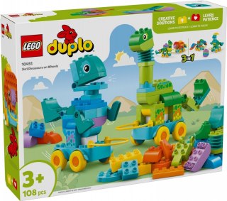 Klocki duplo 10451 3 w 1 dinozaury na kółkach
