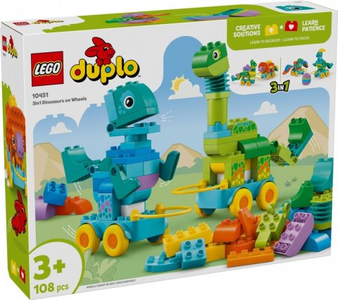 Klocki duplo 10451 3 w 1 dinozaury na kółkach