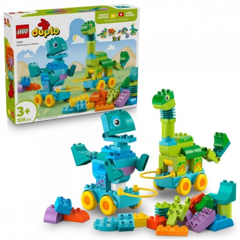 Klocki duplo 10451 3 w 1 dinozaury na kółkach