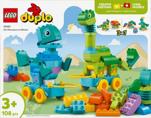 Klocki duplo 10451 3 w 1 dinozaury na kółkach