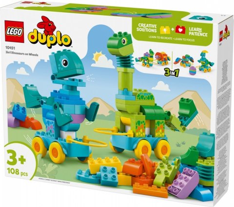 Klocki duplo 10451 3 w 1 dinozaury na kółkach