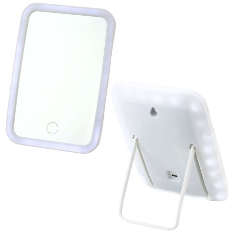 Lusterko Kosmetyczne Podświetlane LED Do Makijażu Bezprzewodowe Białe