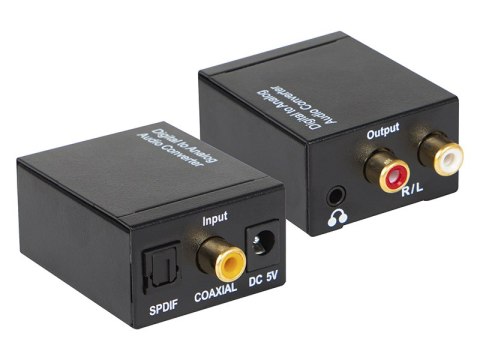 91-202# Konwerter optyczny toslink dac na 2xrca+jack z zasilaczem