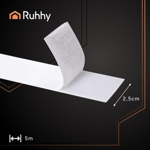 Rzep samoprzylepny biały 5m x 2,5cm Ruhhy 25999