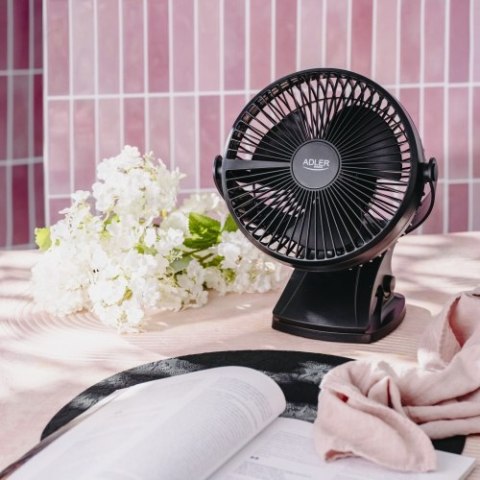AD 7342 black Wentylator biurkowy z klipsem |akumulatorowy| 15,5 cm | 360° obrót| usb-c |
