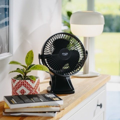AD 7342 black Wentylator biurkowy z klipsem |akumulatorowy| 15,5 cm | 360° obrót| usb-c |