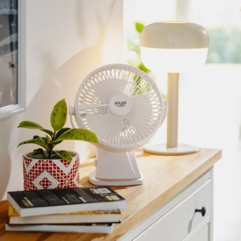 AD 7342 white Wentylator biurkowy z klipsem |akumulatorowy| 15,5 cm | 360° obrót| usb-c |