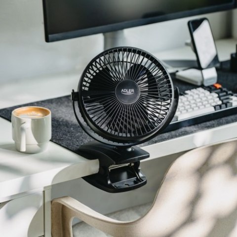 AD 7342 white Wentylator biurkowy z klipsem |akumulatorowy| 15,5 cm | 360° obrót| usb-c |