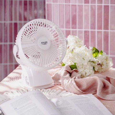 AD 7342 white Wentylator biurkowy z klipsem |akumulatorowy| 15,5 cm | 360° obrót| usb-c |
