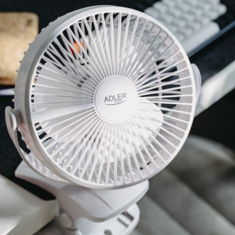 AD 7342 white Wentylator biurkowy z klipsem |akumulatorowy| 15,5 cm | 360° obrót| usb-c |