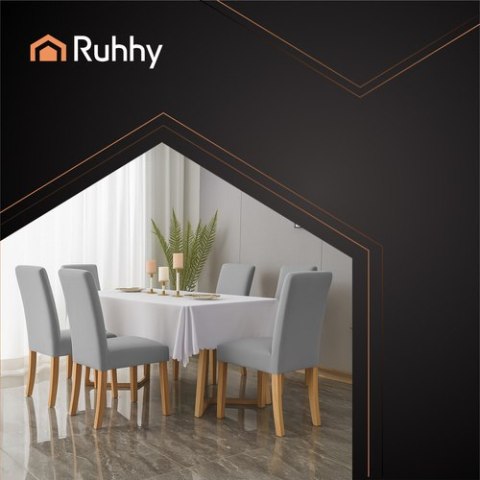 Pokrowce na krzesła- 6 szt. jasnoszare Ruhhy 25991