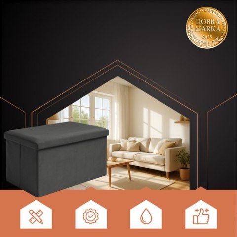 Pufa welurowa czarna 60x30x30 cm Ruhhy 25995