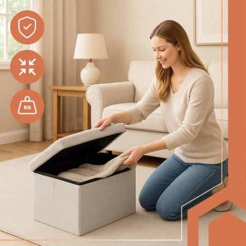 Pufa welurowa szara 60x30x30 cm Ruhhy 25994